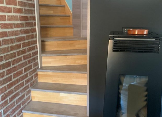 Rénovation escalier avec du mortex